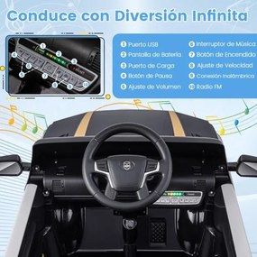 Carro de Polícia Carro Elétrico com Bateria de 12V 7A Controlo Remoto Ligação Sem Fios Música Sirene e Luz LED Intermitente Preto