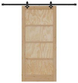 Porta Deslizante vidaXL com Conjunto de Ferragens 93x202 cm Madeira Só