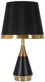 Candeeiro de Mesa "Blacky" — Ø 28x50 cm — Ferro Preto e Dourado com Ab