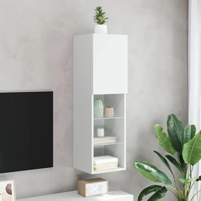 Móvel de TV c/ luzes LED 30,5x30x102 cm branco