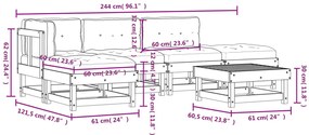 6 pcs conjunto lounge jardim c/ almofadões madeira maciça