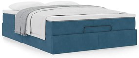 Estrutura de cama otomana com colchão 140x190cm azul escuro