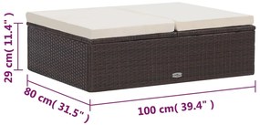 2 pcs conjunto lounge jardim c/ almofadões vime PE castanho