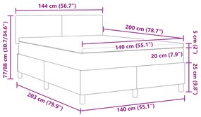 Cama Box Spring com Colchão Cinza Escuro 140x200 cm Tecido Corduroy