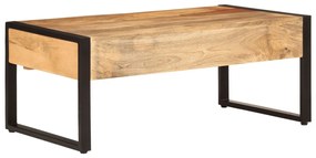 Mesa de centro 100x54x40 cm madeira de mangueira maciça e ferro