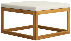 3 pcs conjunto lounge jardim c/ almofadões cor creme acácia