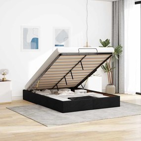 vidaXL Estrutura de cama otomana sem colchão 140x190 cm tecido preto