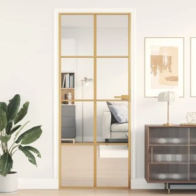 Porta interior 83x201,5 cm vidro temperado e alumÃnio dourado