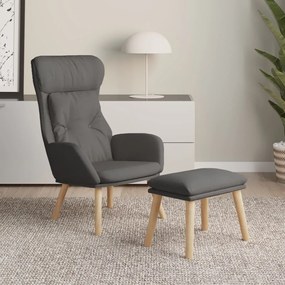 3097751 vidaXL Cadeira de descanso com banco p/ pés tecido cinza-escuro