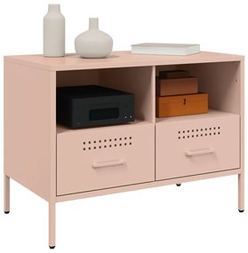 Móveis de TV 2 pcs 68x39x50,5 cm aço laminado a frio rosa