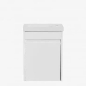 Conjunto De Móvel De Casa De Banho Suspenso Em Madeira Com Lavatório Integrado Narek Branco & Sem Espelho & Sem Torneira & ↔︎ 40 Cm - Sklum