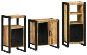 vidaXL Conjunto de Móveis para Banheiro 3 pcs Madeira de manga maciça
