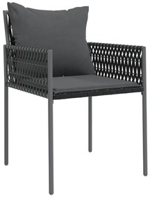 9 pcs conjunto de jantar p/ jardim com almofadões vime PE e aço