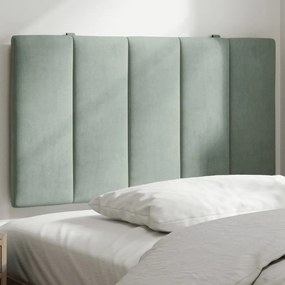 Almofadão de cabeceira 90 cm veludo cinzento-claro