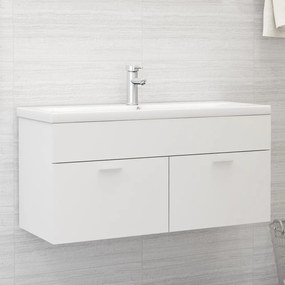 3070847 vidaXL Armário de lavatório c/ lavatório embutido contraplacado branco