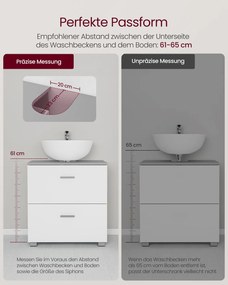 Móvel casa de banho de lavatório (NÃO INCLUIDO) 30 x 60 x 63,8 cm com 2 gavetas grandes Coleção CUSTOS Cinza e branco