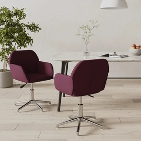 vidaXL Cadeiras de jantar giratórias 2 pcs tecido roxo
