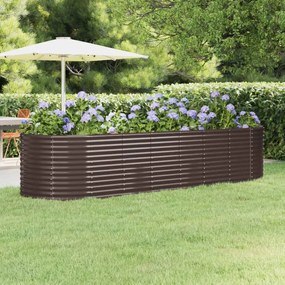 vidaXL Canteiro elevado jardim 322x100x68 aço galvanizado castanho