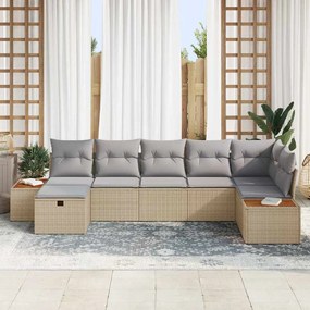 Conjunto de Sofá de Jardim vidaXL com Almofadas Bege Vime PE