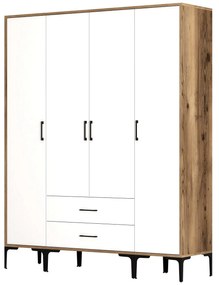 Guarda-Roupa Kumsal STS – Nogueira e Branco – 160 cm x 47,5 cm x 201,4