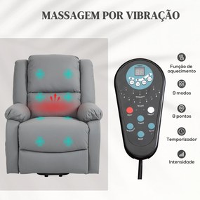 Poltrona Relax Elétrica Reclinável com Massagem e Aquecimento - 89x93x