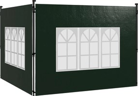 Outsunny Conjunto de 2 Paredes Laterais para Tenda de Jardim 3x3 m e 3x6 m com Janelas Transparentes 293x193 cm Verde Escuro | AOSOM Portugal