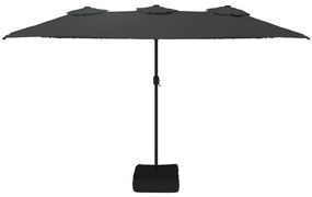 Guarda-sol de jardim c/ cabeça dupla/LED 449x245 cm antracite