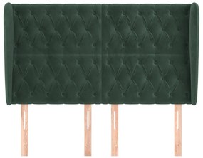 Cabeceira cama c/ abas veludo 163x23x118/128 cm verde-escuro