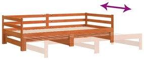 Sofá-cama com gavetão sem colchões 90x190 cm castanho-mel