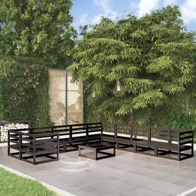 11 pcs conjunto lounge de jardim pinho maciço