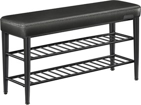 Banco de sapatos com acabamento em pele sintética | VASAGLE | 100 x 30 x 50 cm | preto | LSB113B01.