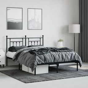 Estrutura de cama com cabeceira 140x200 cm metal preto