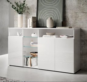 Aparador "Melinda" com Luzes LED - 150x82x40 cm - Branco Brilhante - D