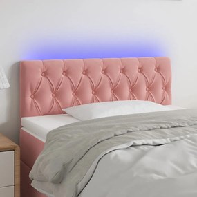 Cabeceira de cama c/ luzes LED veludo 90x7x78/88 cm rosa