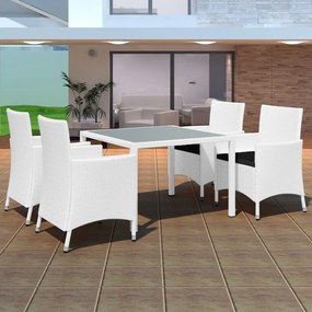 vidaXL 5 pcs conjunto de jantar para exterior vime branco nata