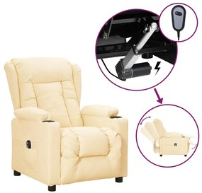 Poltrona reclinável elétrica couro artificial cor creme