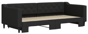 Sofá-cama com gavetão 90x200 cm tecido preto