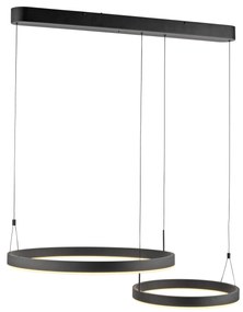 Candeeiro Pendente Preto c/ LED Dimerizável 2 Luzes c/ Comando Easy Lift - Esko