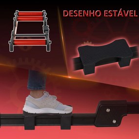 HOMCOM Rolos de bicicleta Treinamento Interno Rolo dobrável ajustável para ciclismo com pedal Esteira transportadora Suporta até 150 kg 146x55x10.5 cm Vermelho e preto