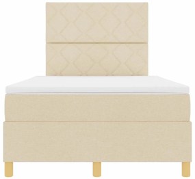 Cama Box Spring com Colchão Creme Pequena Cama de Tecido