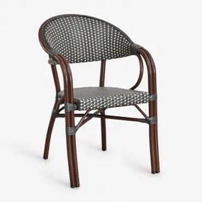 Cadeira De Jantar Empilhável De Alumínio Brielle Bistro Com Braços Cinza Grafito - Gardénia Branco - Sklum