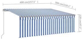 Toldo retrátil manual com estore 4x3 m azul e branco