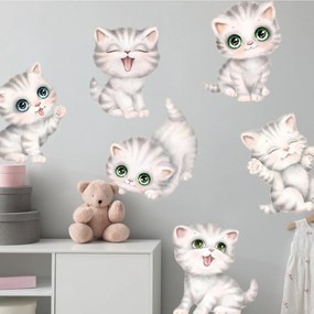 Autocolantes de parede - Gatos brincalhões em estilo aguarela