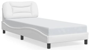 Estrutura de cama c/ luzes LED 80x200cm couro artificial branco