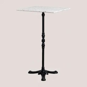 Mesa Alta De Bar Em Terraço Vertuo Terrazzo Marfim - Preto & Quadrado & Preto - Sklum