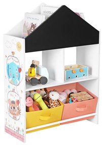 Estante infantil para quarto de criança 65 x 26,5 x 90 cm preto laranja e amarelo