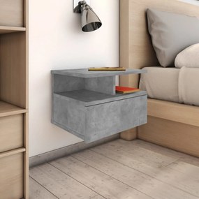 vidaXL Mesa cabeceira suspensa 2pcs derivados madeira cinzento cimento