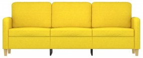 Sofá de 3 lugares 180 cm tecido amarelo-claro