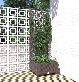 Vaso/floreira jardim c/ treliça 40x40x121,5 cm PP castanho