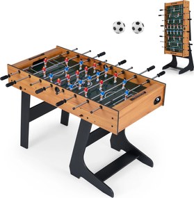 Mesa de matraquilhos dobrável 121 x 60,5 x 81 cm em madeira com 22 jogadores para crianças, 2 marcadores e 2 bolas para 2 a 4 jogadores – Festas, famí